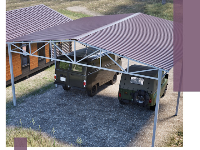 Двускатные навесы под ключ в Алейске — изготовление и монтаж